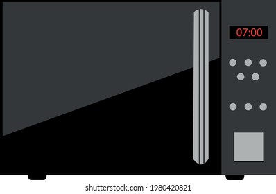 Black Microwave With Digital Clock