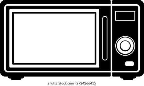 Icono de microondas negro aislado sin fondo