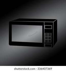 Black microwave icon. kitchen equipment 