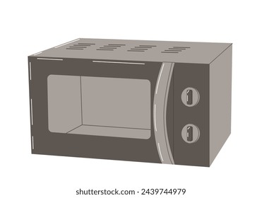 Black microwave isolated on white background. Kitchen electrical appliance