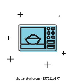 Black Microwave oven icon isolated on white background. Home appliances icon.  Vector Illustration
