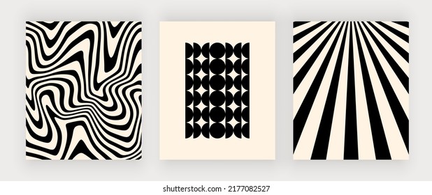 Black mid century wall art prints with geomtric shapes