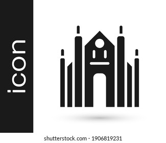 Black Milan Cathedral or Duomo di Milano icon isolated on white background. Famous landmark of Milan, Italy.  Vector