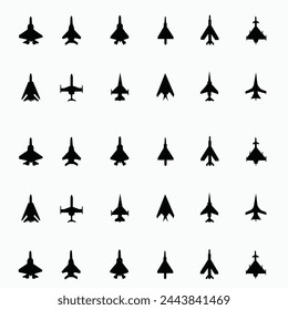 Black Military Aircraft Icon isolated on white background