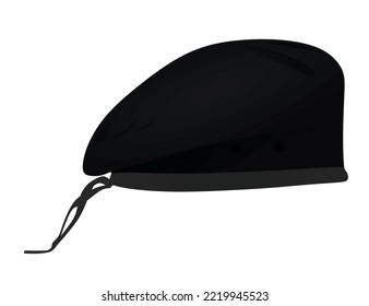 Black military beret hat. vector illustration