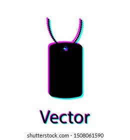 Black Military dog tag icon isolated on white background. Identity tag icon. Army sign.  Vector Illustration
