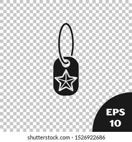 Black Military dog tag icon isolated on transparent background. Identity tag icon. Army sign.  Vector Illustration