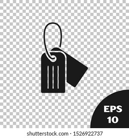 Black Military dog tag icon isolated on transparent background. Identity tag icon. Army sign.  Vector Illustration