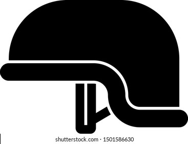 Black Military helmet icon isolated on white background. Army hat symbol of defense and protect. Protective hat.  Vector Illustration