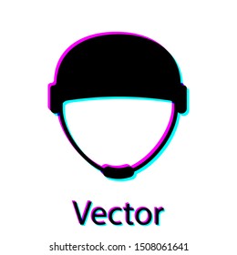 Black Military helmet icon isolated on white background. Army hat symbol of defense and protect. Protective hat.  Vector Illustration