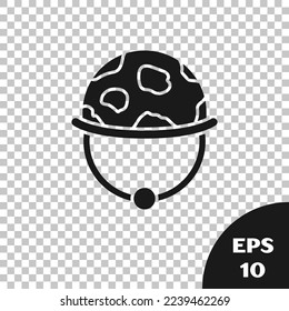 Black Military helmet icon isolated on transparent background. Army hat symbol of defense and protect. Protective hat.  Vector