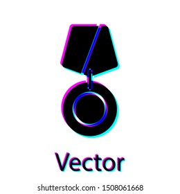 Black Military reward medal icon isolated on white background. Army sign.  Vector Illustration
