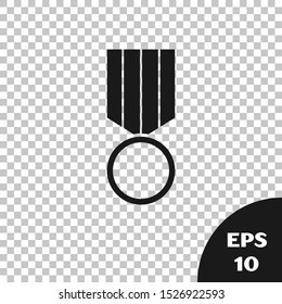 Black Military reward medal icon isolated on transparent background. Army sign.  Vector Illustration