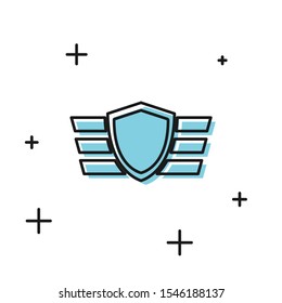 Black Military reward medal icon isolated on white background. Army sign.  Vector Illustration
