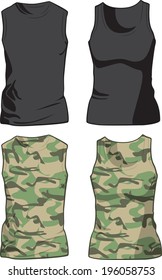 Black and Military Shirts front view template. Vector illustration