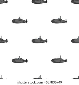 Black military submarine.Boat for swimming under water.Ship and water transport single icon in cartoon style vector symbol stock illustration.
