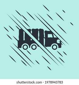 Black Military Truck Icon Isolated On Green Background. Glitch Style. Vector