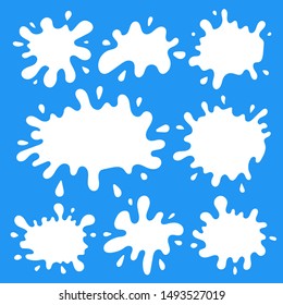 Black Milk blot vector icon set. Cartoon paint splashes.