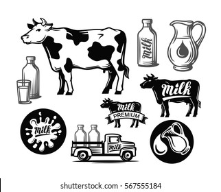 black milk cow symbol vector illustration on white