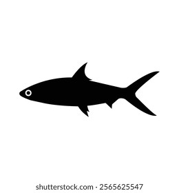 black milkfish icon, white background, line vector