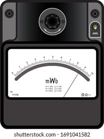 A black millifluxmeter M1119 (year 1985) for magnetic field of 0-10 milliweber