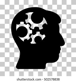 Black Mind Gears interface toolbar pictogram. Vector pictogram style is a flat symbol on chess transparent background.