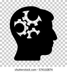 Black Mind Gears toolbar icon. Vector pictogram style is a flat symbol on chess transparent background.
