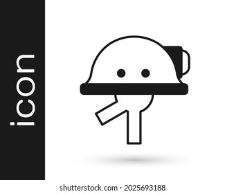 Black Miner helmet icon isolated on white background.  Vector