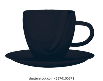 Black mini cup on white background, vector