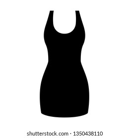 Black mini or micro cocktail dress flat vector icon for fashion apps and websites