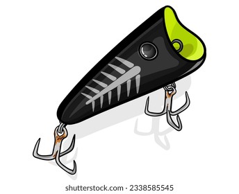 black mini popper fishing lure vector.  greeting cards advertising business company or brands, logo, mascot merchandise t-shirt, stickers and Label designs, poster.