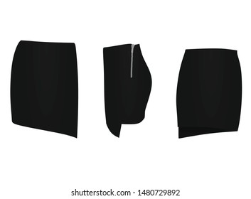 Black mini skirt. vector illustration