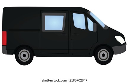 Black Mini Van. Vector Illustration