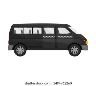 Black minibus. Vector illustration on a white background.