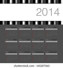black minimal calendar 2014 year vector