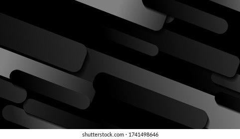 Black minimal composition with geometric diagonal shapes. Abstract dark grey vector concept tech background