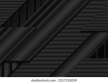 Schwarze minimale Streifen Technologie abstrakter Hintergrund. Futuristisches geometrisches Vektordesign