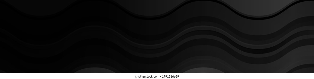 Black minimal waves abstract geometric hi-tech banner. Vector art background