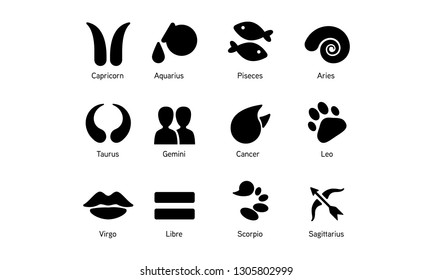 Black Minimal Zodiac sign vector