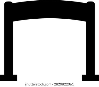 Black minimalist archway silhouette vector icon with clean lines and geometric design for graphic use