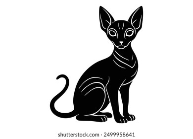 Black and Minimalist Clean Sphynx Cat Illustration