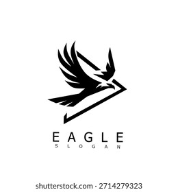 Logotipo minimalista negro de la flecha del águila que simboliza velocidad, libertad y precisión