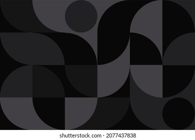 Black minimalist geometric artwork poster with simple shapes and figures. Abstract dot vector dark pattern design in scandinavian style for web banners, business presentations, branding, wallpaper