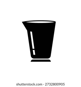 Diseño plano minimalista negro de la Ilustración vectorial de la taza de medición aislado en el fondo blanco