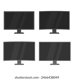 Black Minimalist PC Monitor Vector Icon Set