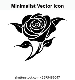 Black Minimalist Rose Vector Icon Graphic Design Illustration Image