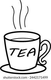 Black minimalist tea cup object with transparent background