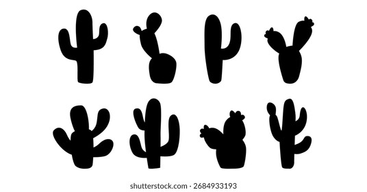 Black minimalist vector of a boho cactus plant in line art.