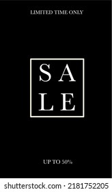 Black minimalistic sale banner vector illustration.