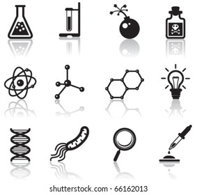 Black Minimalistic Science Icons Set